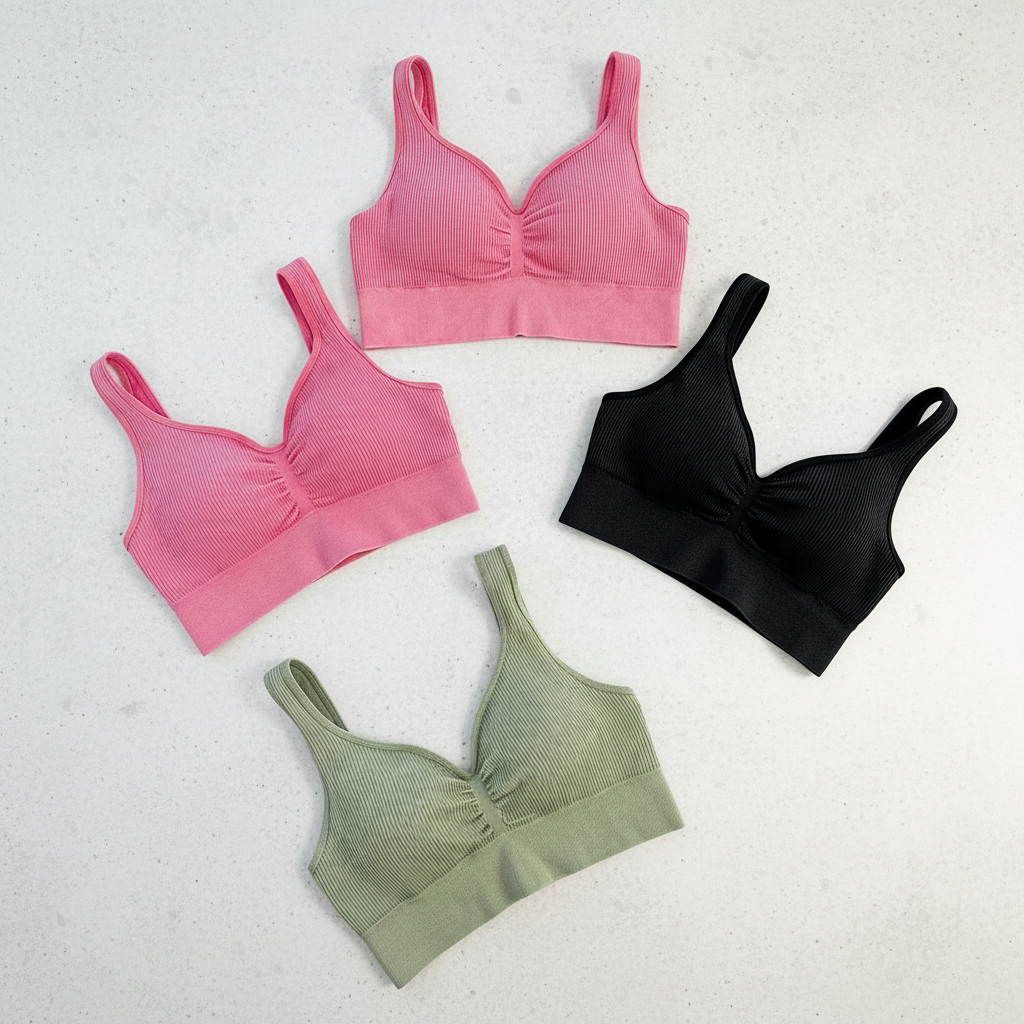 Sports bras flat lay fondo real